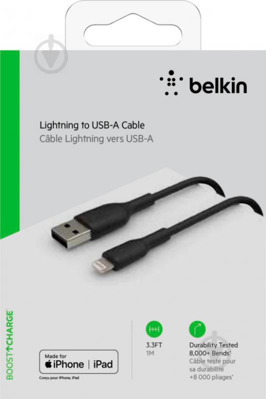 Кабель Belkin USB-A / Lightning 1 м black (CAA001BT1MBK) - фото 8