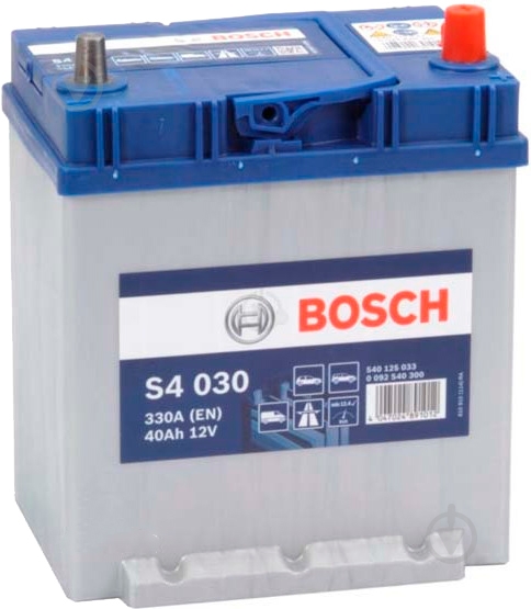 Акумулятор автомобільний Bosch S4 40Ah 330A 12V «+» праворуч - фото 1