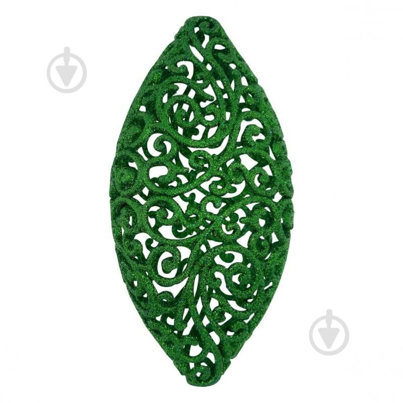 Ялинкова іграшка Овал ажурний великий 14 см зелений - фото 1 Ялинкова іграшка Овал ажурний великий 14 см зелений - фото 1