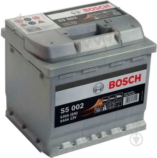 Аккумулятор автомобильный Bosch S5 002 54Ah 530A 12V «+» справа (BO 0092S50020) - фото 1