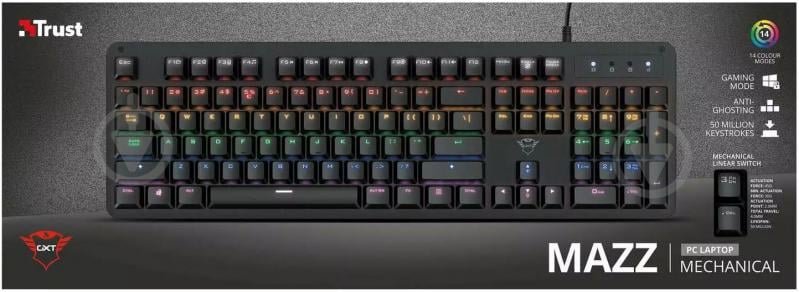 Клавиатура Trust (24200) GXT 863 Mazz Mechanical Keyboard black - фото 3