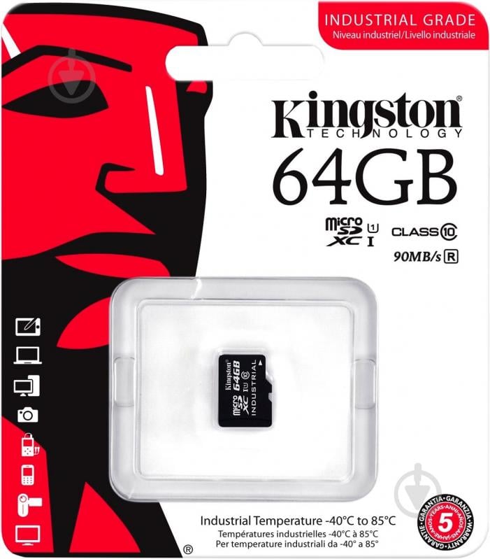 Карта пам'яті Kingston microSDXC 64 ГБ UHS Speed Class 1 (U1) Industrial Temp Card Single Pack (SDCIT/64GBSP) - фото 3