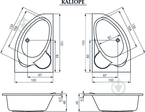 Ванна Cersanit Kaliope 100х153 см - фото 2