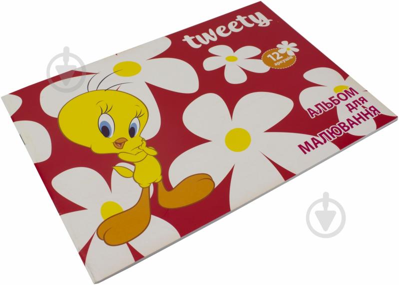 Альбом для рисования 12 листов 100г/м2 на скобе Tweety Cool For School - фото 1