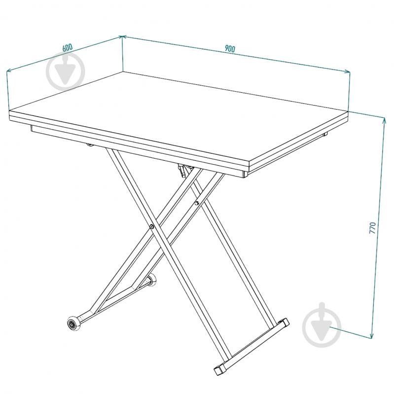 УЦІНКА! Стіл-трансформер Knap Knap Dragonfly 900(1200)x600x760мм венге/чорний (УЦ №2359) - фото 10