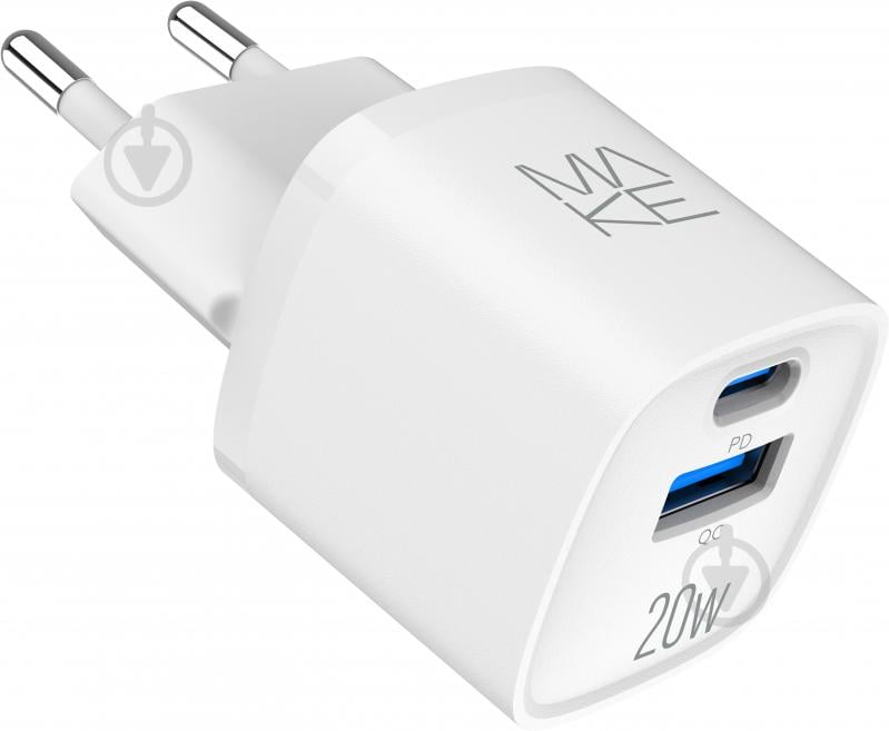 Зарядное устройство Make 20W GaN3 Mini Type-C PD3.0 + USB QC4.0 White (MCW-2022GWH) - фото 5 Зарядное устройство Make 20W GaN3 Mini Type-C PD3.0 + USB QC4.0 White (MCW-2022GWH) - фото 5
