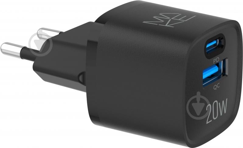 Зарядное устройство Make 20W GaN3 Mini Type-C PD3.0 + USB QC4.0 Black (MCW-2022GBK) - фото 4 Зарядное устройство Make 20W GaN3 Mini Type-C PD3.0 + USB QC4.0 Black (MCW-2022GBK) - фото 4
