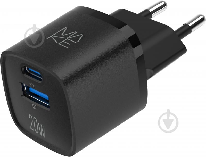 Зарядное устройство Make 20W GaN3 Mini Type-C PD3.0 + USB QC4.0 Black (MCW-2022GBK) - фото 2 Зарядное устройство Make 20W GaN3 Mini Type-C PD3.0 + USB QC4.0 Black (MCW-2022GBK) - фото 2