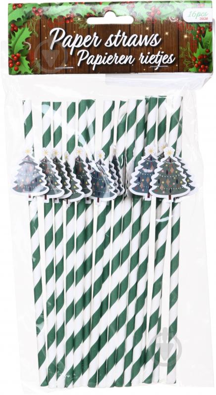 Набір трубочок Excellent Houseware Christmas 16 шт. червоний/білий - фото 2