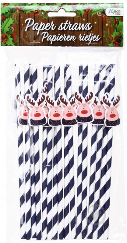 Набір трубочок Excellent Houseware Christmas 16 шт. червоний/білий - фото 4
