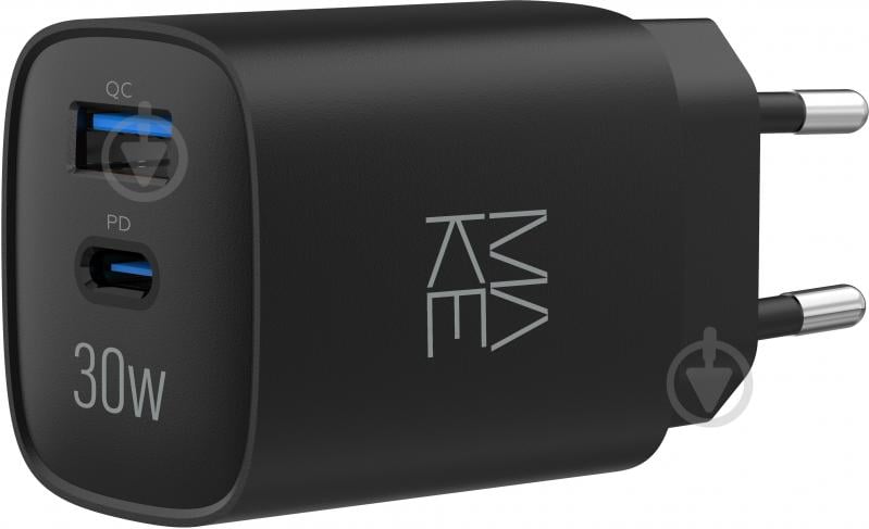 Зарядний пристрій Make 30W GaN3 Type-C PD3.0 + USB QC4.0 Black (MCW-3021GBK) - фото 1 Зарядний пристрій Make 30W GaN3 Type-C PD3.0 + USB QC4.0 Black (MCW-3021GBK) - фото 1