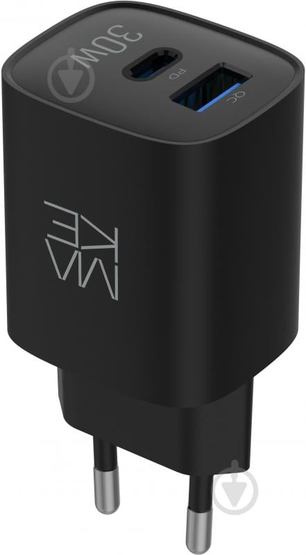 Зарядний пристрій Make 30W GaN3 Type-C PD3.0 + USB QC4.0 Black (MCW-3021GBK) - фото 7 Зарядний пристрій Make 30W GaN3 Type-C PD3.0 + USB QC4.0 Black (MCW-3021GBK) - фото 7
