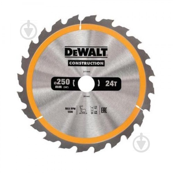 Пиляльний диск DeWalt Dewalt 250x30x2 Z24 DT1956 - фото 1