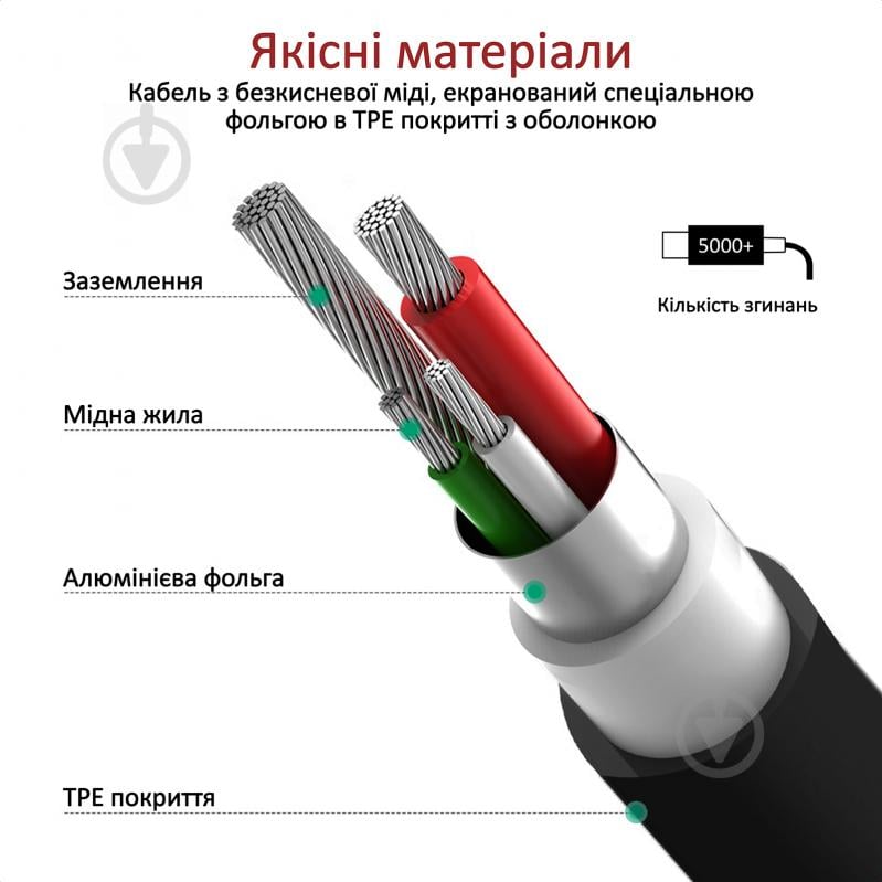 Кабель Promate MicroCord-2 USB-microUSB 2А 2 м чорний (microcord-2.black) - фото 3