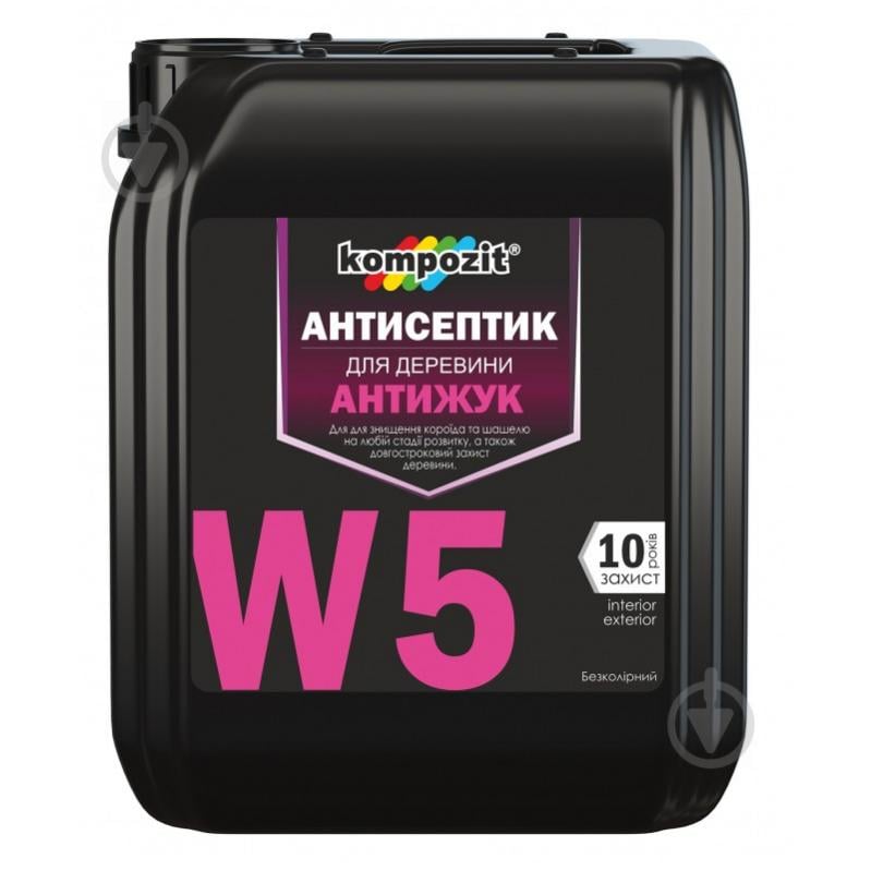 Антисептик Kompozit для защиты древесины Антижук W5 1 л - фото 1