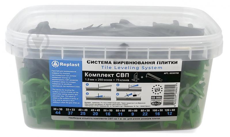 Набір СВП Replast 250 основ + 75 клинів 1,5 мм 325 шт./уп (CL 154075) - фото 1