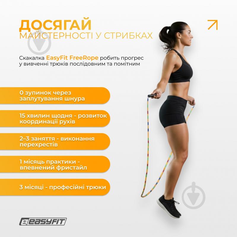 Скакалка EasyFit FreeRope бисерная 2,7 м (мультиколор) - фото 8 Скакалка EasyFit FreeRope бисерная 2,7 м (мультиколор) - фото 8