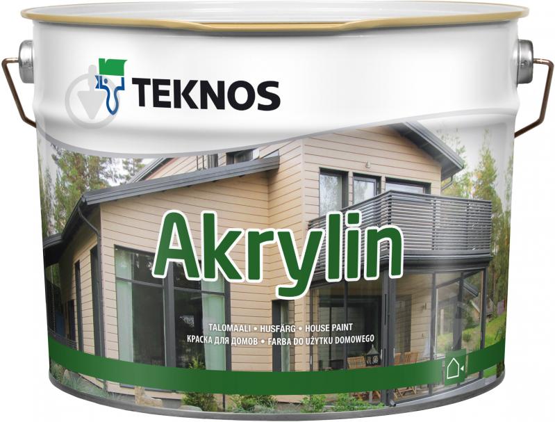 Краска фасадная акрилатная TEKNOS Akrylin база 1 полумат белый 2,7 л - фото 1