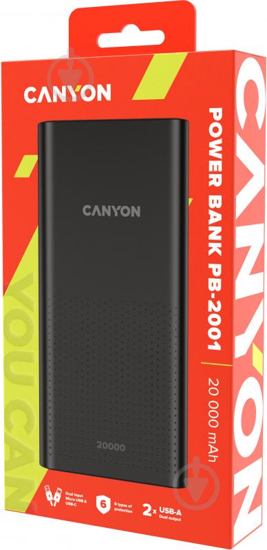 Повербанк Canyon PB-2001 20000 mAh black (CNE-CPB2001B) - фото 3