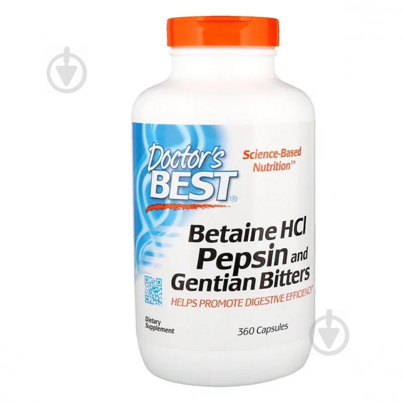 Бетаїн HCL та Пепсин Betaine HCL & Pepsin Doctor's Best 360 капсул