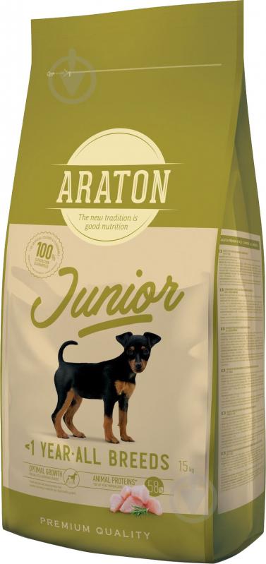 Корм для всех пород Araton Junior All Breeds 15 кг (птица) 15 кг - фото 1