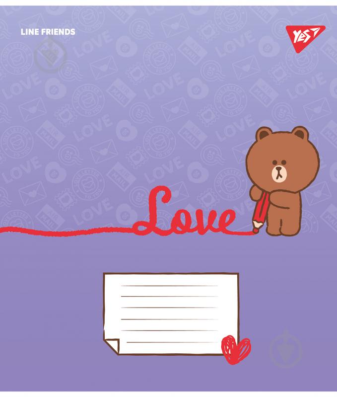 Тетрадь школьная Line Friends Love letter 12 листов клетка YES - фото 2