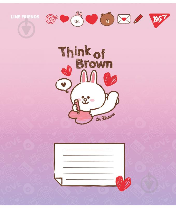 Зошит шкільний Line Friends Love letter 12 аркушів клітинка YES - фото 3