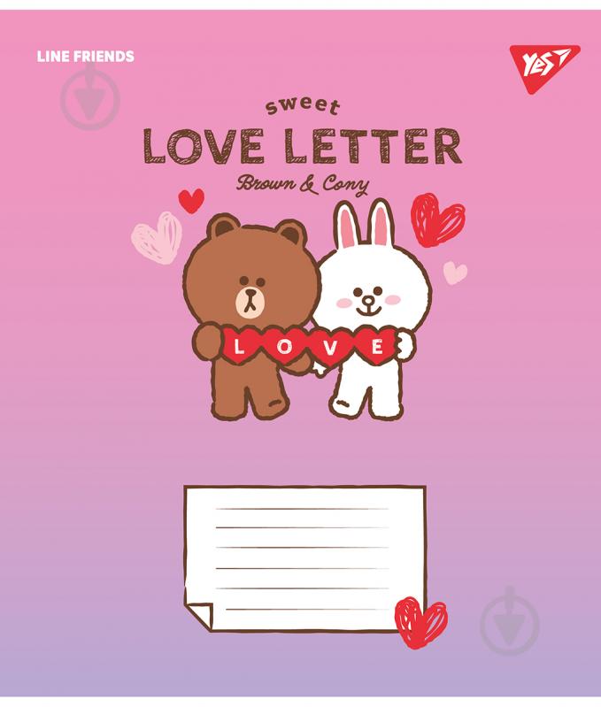 Тетрадь школьная Line Friends Love letter 12 листов клетка YES - фото 4