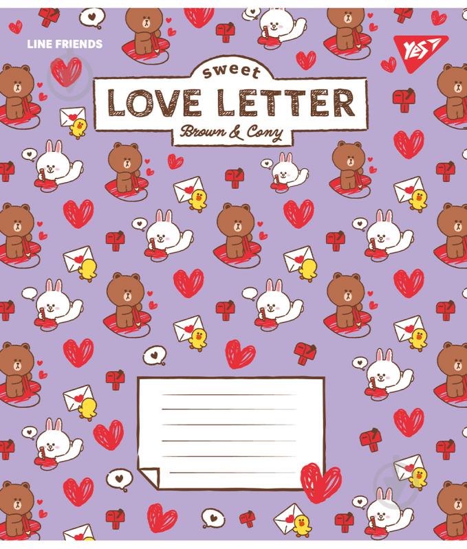 Зошит шкільний Line Friends Love letter 12 аркушів клітинка YES - фото 5