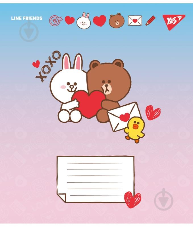 Тетрадь школьная Line Friends Love letter 12 листов клетка YES - фото 6