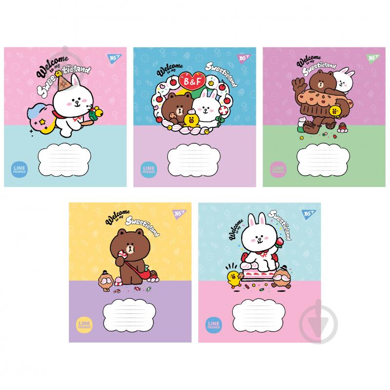 Тетрадь школьная Line Friends Sweetieland 12 листов клетка YES - фото 1