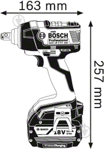 Гайковерт ударний акумуляторний Bosch Professional GDS 18 V-EC 250 06019D8120 - фото 2