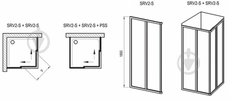 Стінка душова Ravak SRV2-90 S GRAPE - фото 3