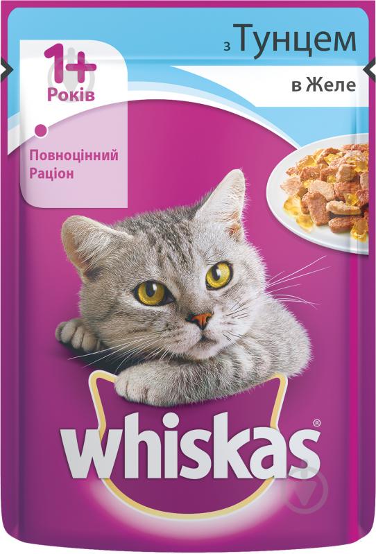 Корм Whiskas з тунцем в желе 1+ 100 г - фото 1