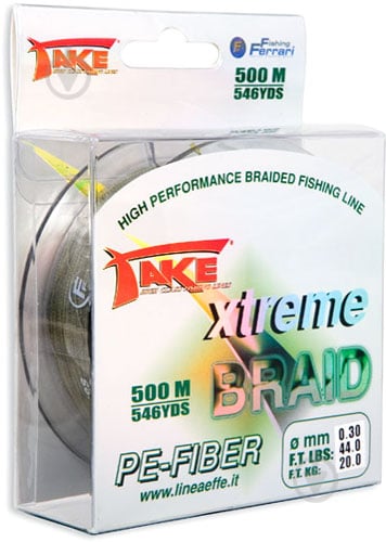 Шнур Lineaeffe Take Xtreme Braid Pe-Fiber Moss 500м 0.18мм 12.50кг 3009118 - фото 1