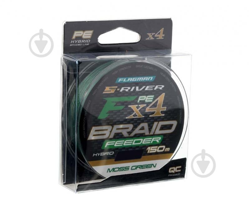 Шнур Flagman фідерний S-River PE Braid Hybrid F4 Feeder Moss Green 100 м 0,14 мм 7,7 кг - фото 2