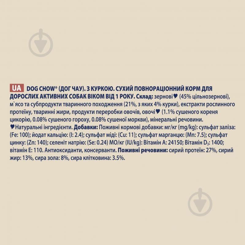 Корм сухой Dog Chow by Purina Active Adult 1+ для взрослых собак с повышенной активностью с курицей 14 кг - фото 11 Корм сухой Dog Chow by Purina Active Adult 1+ для взрослых собак с повышенной активностью с курицей 14 кг - фото 11