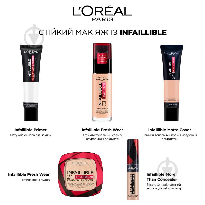 Крем тональный L'Oreal Paris Infaillible с матирующим эффектом 90 rose porcelain 30 мл - фото 5