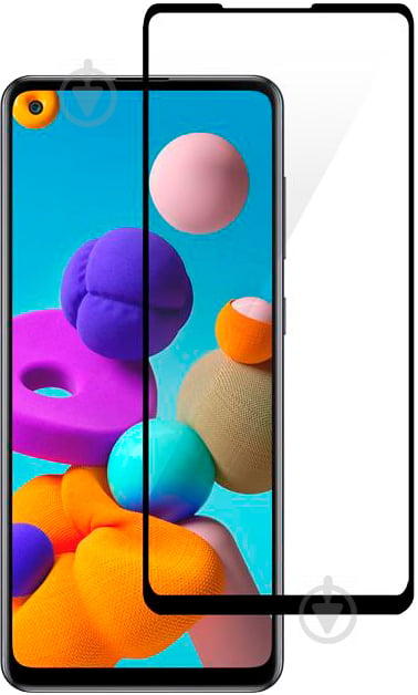 Захисне скло 2E для Samsung A21S (A217F) (2E-G-A21S-SMFCFG-BB) 2.5D FCFG black border - фото 1