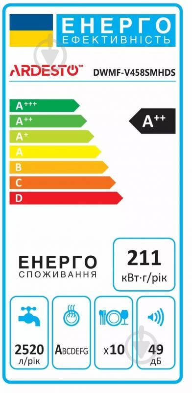 Посудомийна машина ARDESTO DWMF-V458SMHDS - фото 9