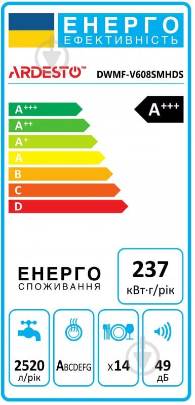 Посудомийна машина ARDESTO DWMF-V608SMHDS - фото 9