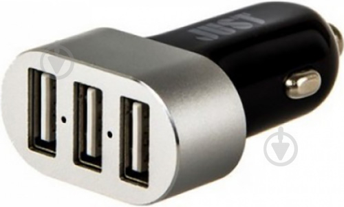 Зарядний пристрій у машину JUST Evo Trio USB Car Charger 6,3 A/31W 3 USB Black/Silver CCHRGR-V-BLCK - фото 1