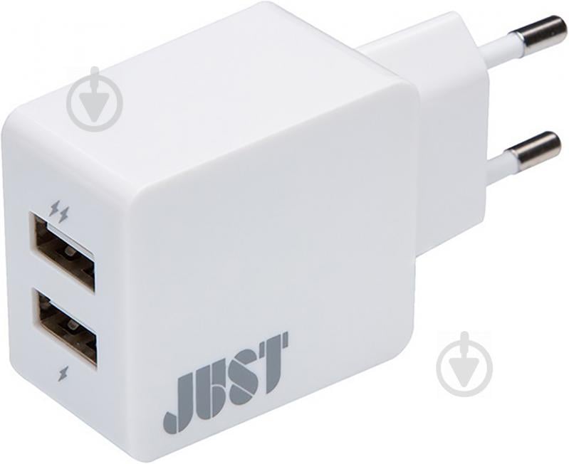 Сетевое зарядное устройство JUST Core Dual USB Wall Charger (3.4A/17W, 2USB) White (WCHRGR-CR-WHT) - фото 1