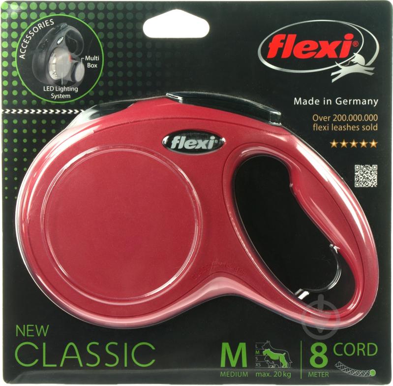 Поводок-рулетка Flexi Classic М красный до 20 кг 8 м - фото 2