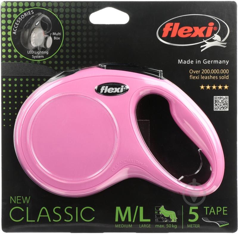 Поводок-рулетка Flexi Classic M-L розовый до 50 кг 5 м - фото 2