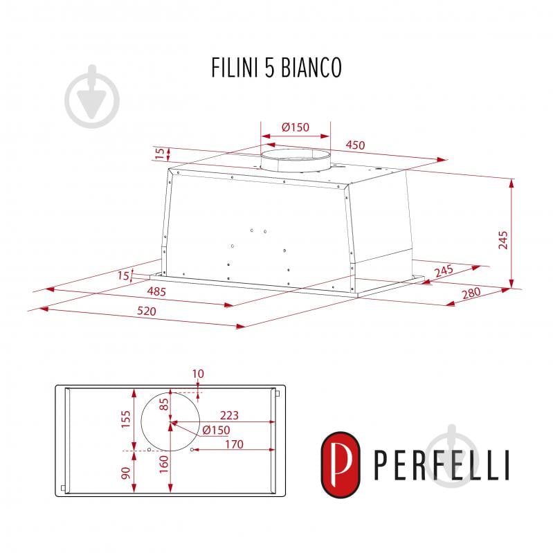 Вытяжка Perfelli Design Design Filini 5 Bianco - фото 17 Вытяжка Perfelli Design Design Filini 5 Bianco - фото 17