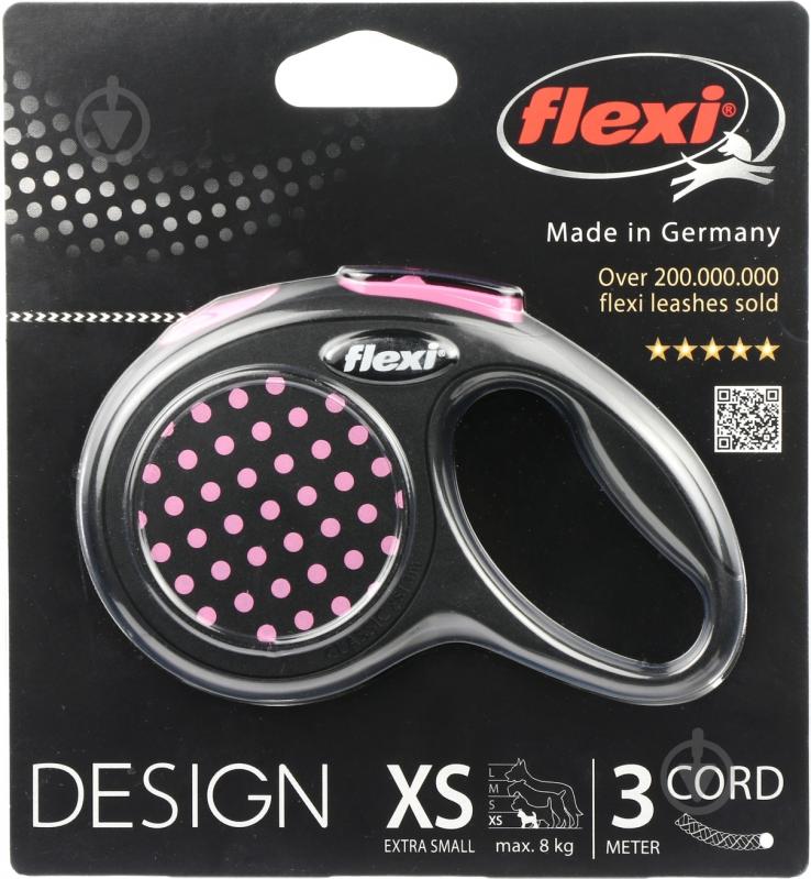 Поводок-рулетка Flexi Disign XS черный с розовой вставкой до 8 кг 3 м - фото 2