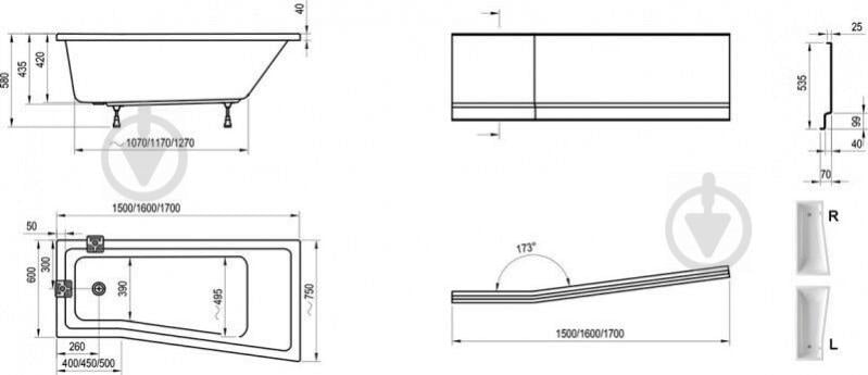 Ванна акриловая Ravak 170х75 см R - фото 3