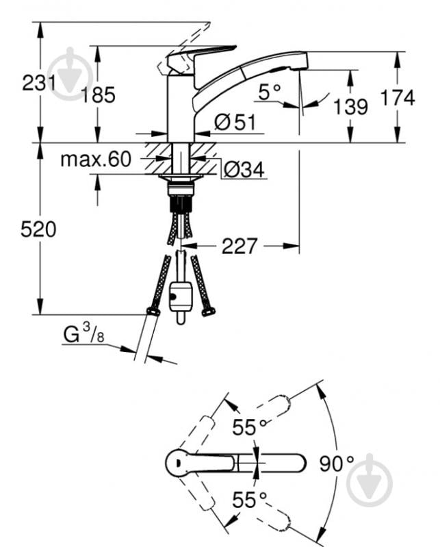 Смеситель для кухни Grohe QuickFix Start чорний матовий (303072431) - фото 3