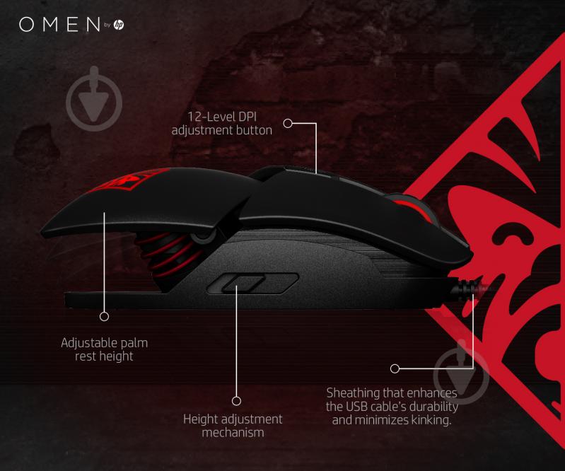 Мышь HP Omen Gaming Reactor Mouse (2VP02AA) black - фото 5